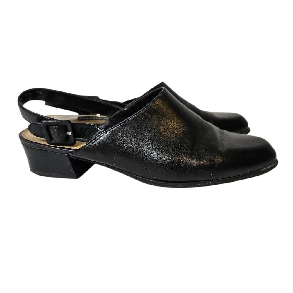 Naturalizer black leather slingback mules. 10M.